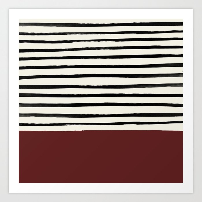 Dark Ruby & Stripes Art Print by Leah Flores - LARGE - Image 0