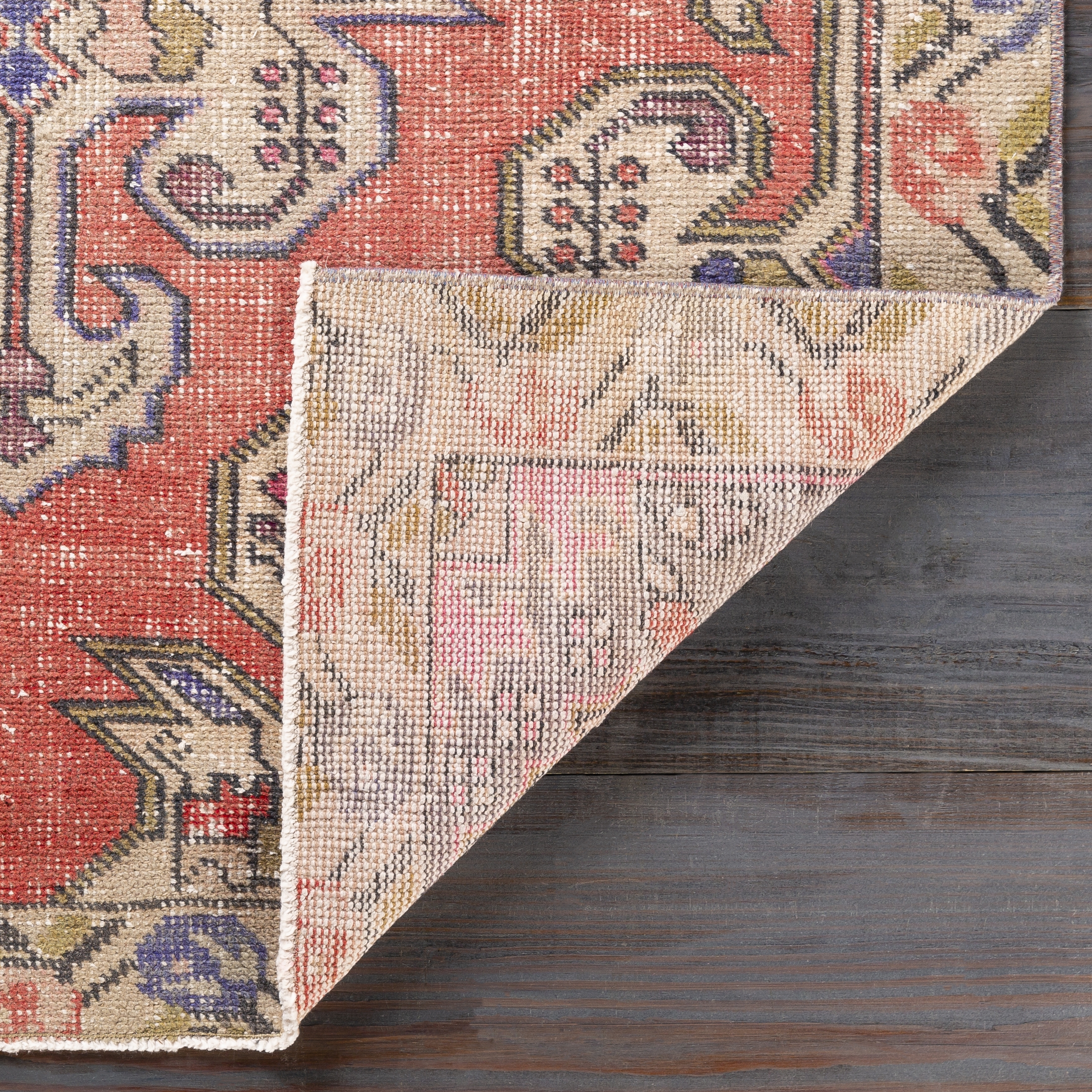 Antique One of a Kind Beige Indoor 4'3" x 7' Handmade Rug - Image 4