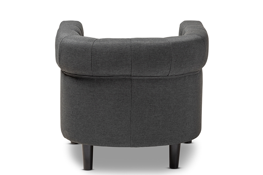 Bisset Classic and Traditional Gray Fabric Upholstered Chesterfield Chair - Image 4