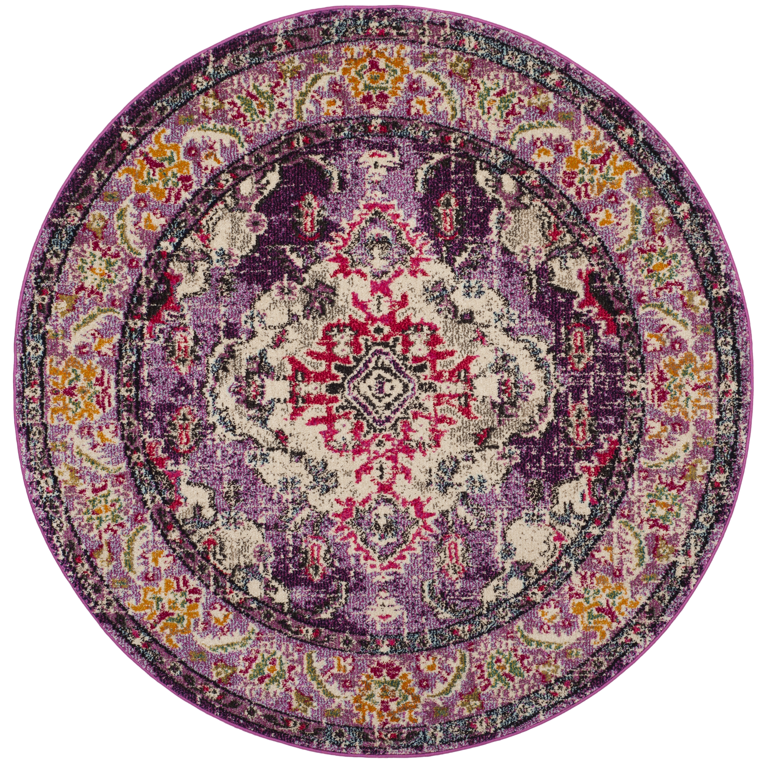 Arlo Home Woven Area Rug, MNC243P, Violet/Fuchsia,  5' X 5' Round - Image 0
