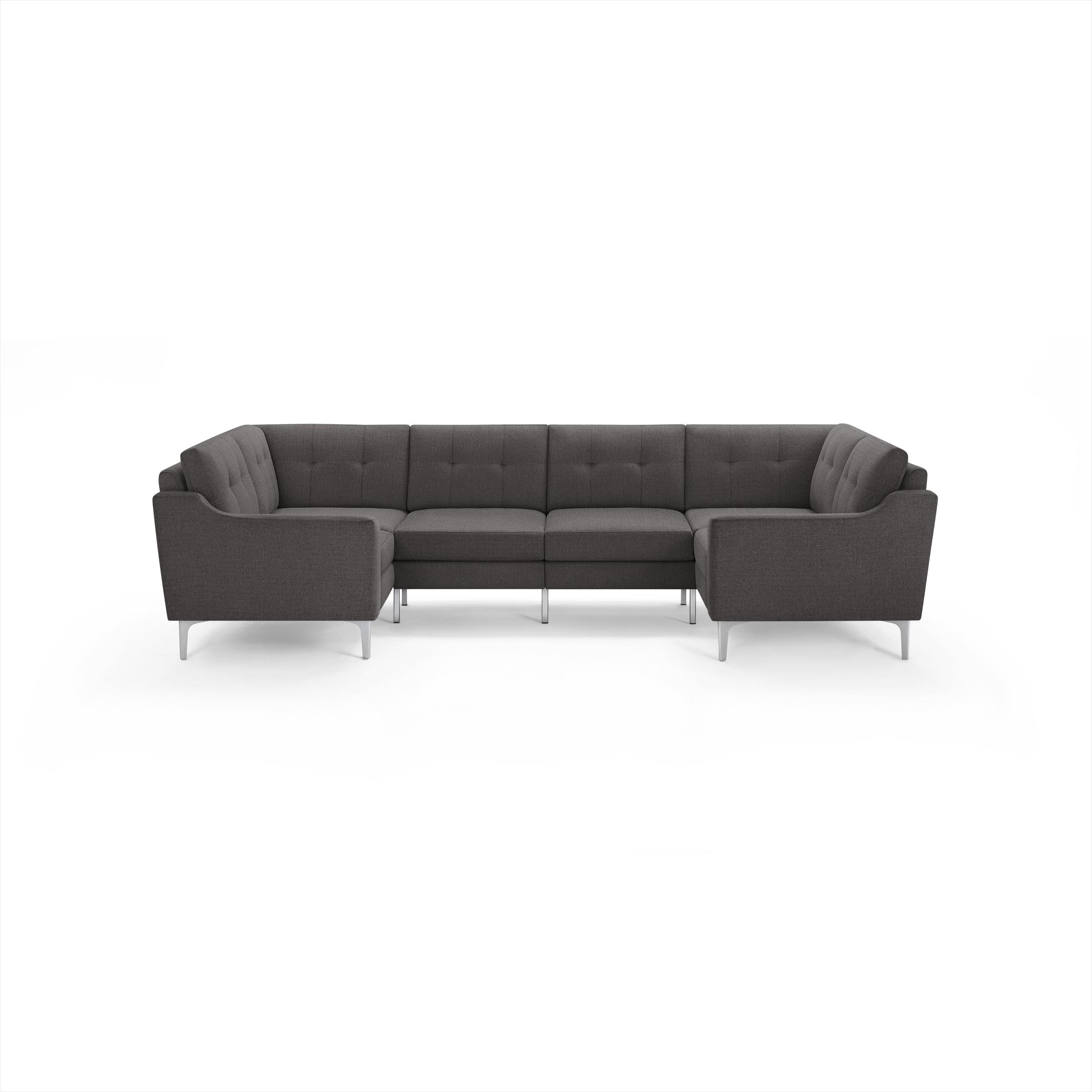 Nomad 6-Seat U Sectional - Heather Charcoal - Performance Chenille / Chrome - Metal / Slope - Image 0