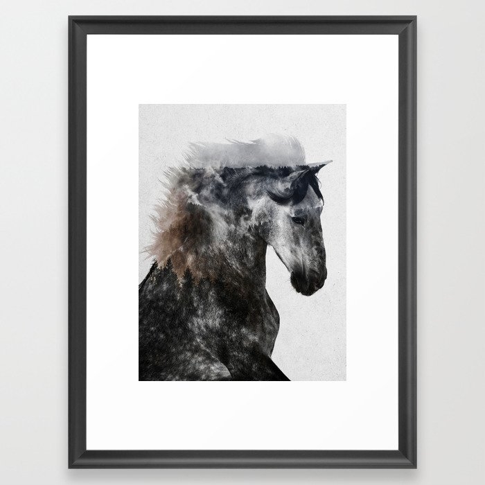 Proud Stallion Alt. Version Framed Art Print by Andreas Lie - Scoop Black - Medium(Gallery) 18" x 24"-20x26 - Image 0