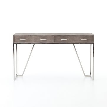 Stainless Steel & Faux Shagreen Desk - Image 0