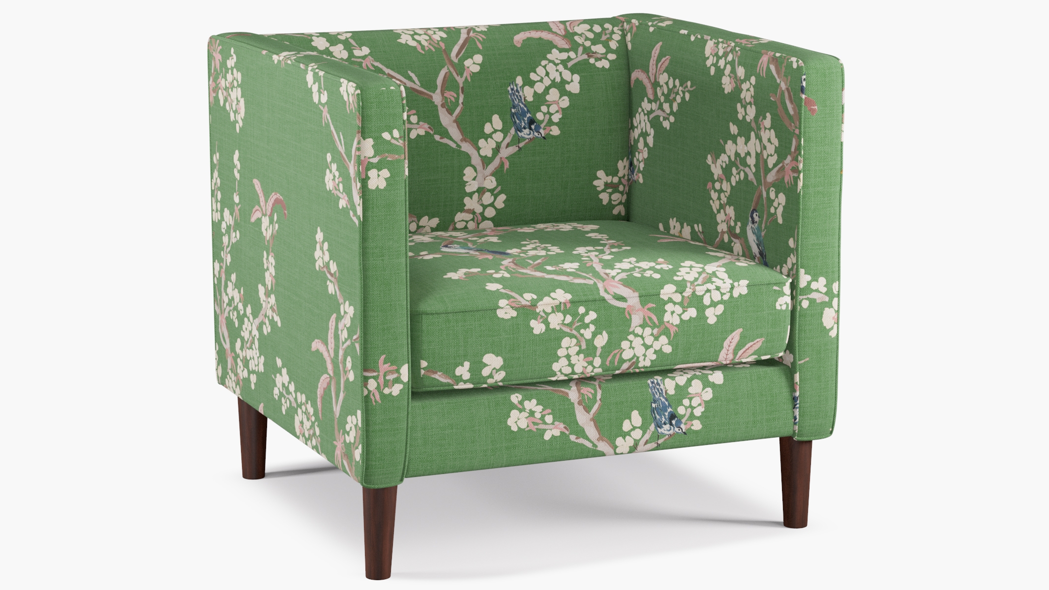Tuxedo Chair, Jade Cherry Blossom, Espresso - Image 0