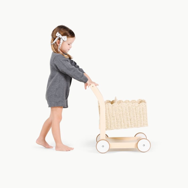 Gathre Toddler Wooden and Wicker Shopping Cart Toy - Image 1