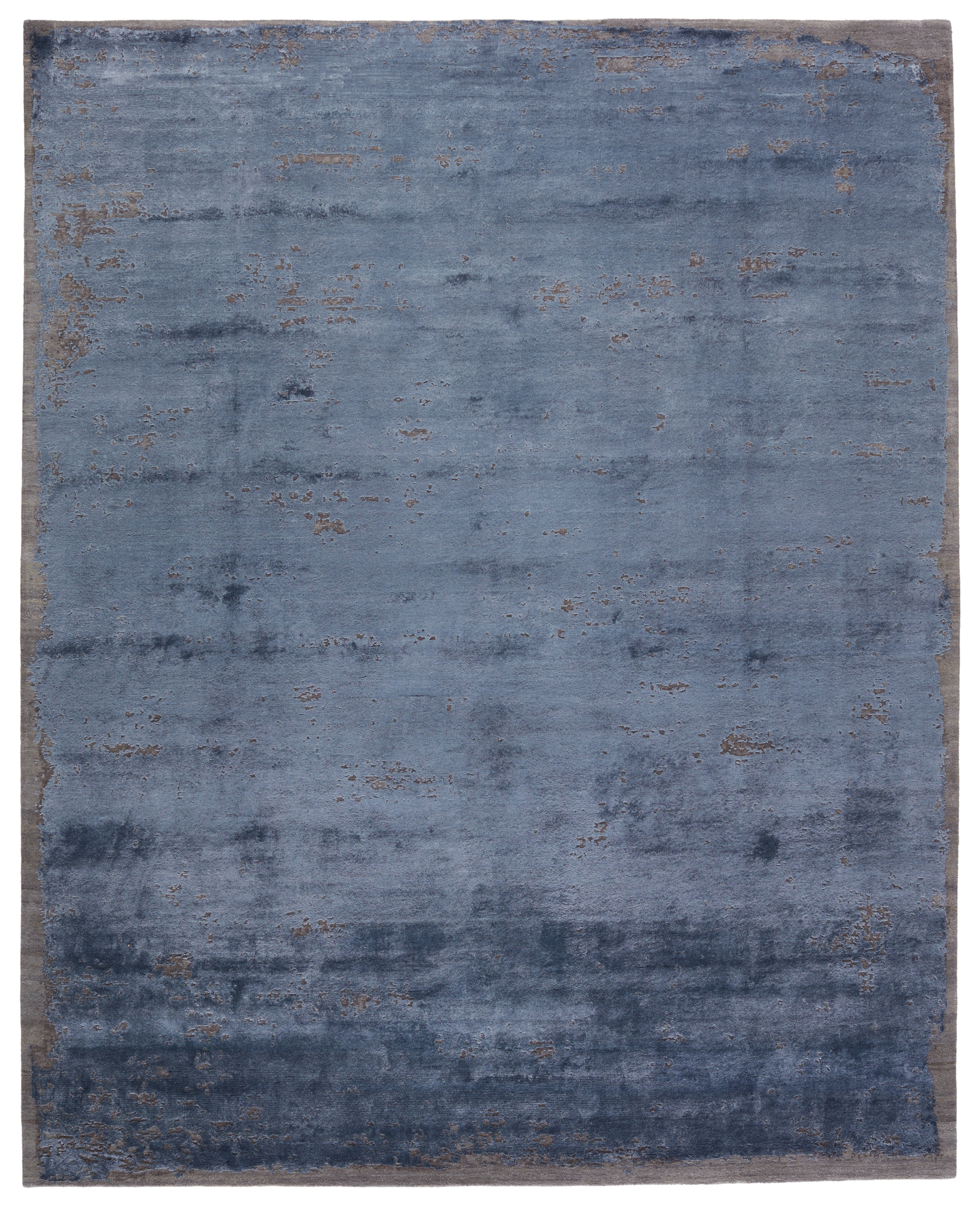 Olga Hand-Knotted Abstract Dark Blue/ Gray Area Rug (9'X12') - Image 0