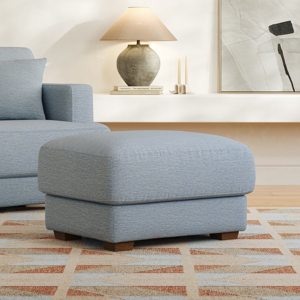 Dawn 36" Ottoman - Silver Light Blue - Image 0