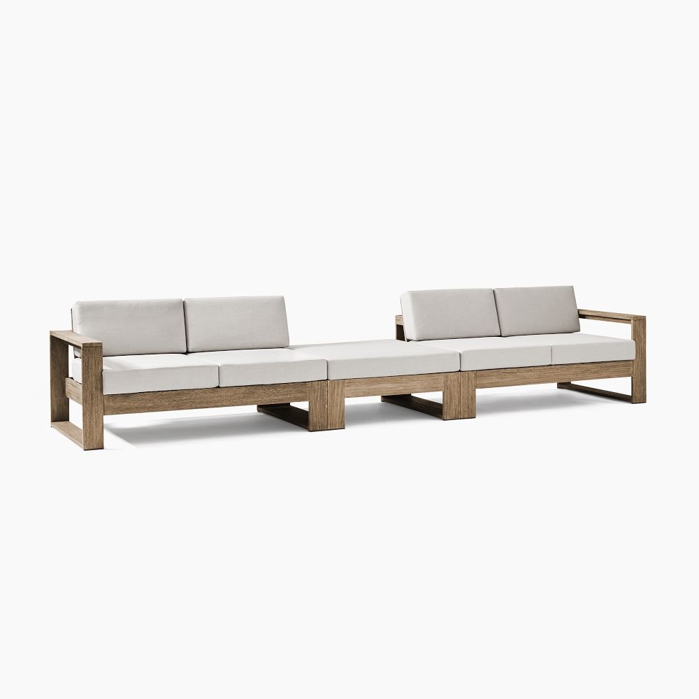 Portside Outdoor 157 in 3-Piece Ottoman Sectional, Driftwood - Image 0