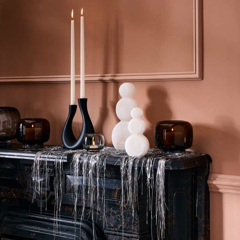 White Alabaster Stone Holiday Snowman 7.75" - Image 1