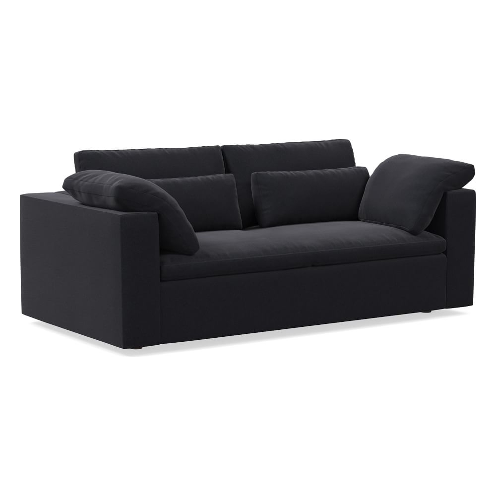 Harmony Modular 82" Bench Cushion Sofa, Standard Depth, Performance Velvet, Black - Image 0