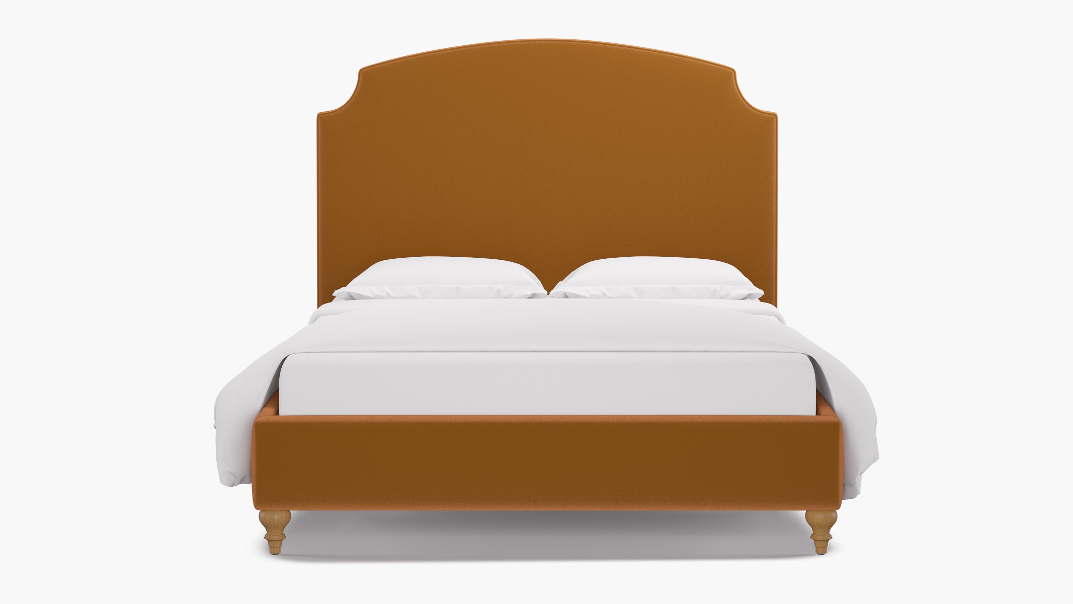 Cove Bed, Marigold Performance Velvet, Natural Traditional Turned Leg, King - Image 0