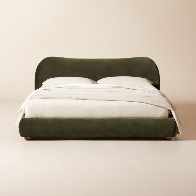Diana Olive Green Velvet King Bed - Image 0