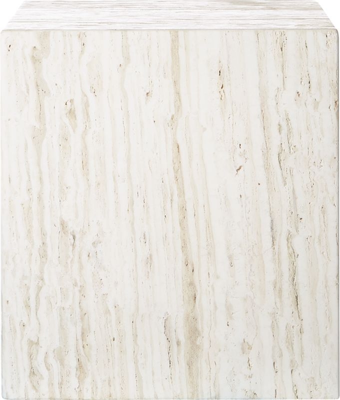 Carmelo Travertine Side Table RESTOCK Early July 2022 - Image 1