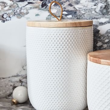 Textured Kitchen Canister, Set of 4, White - Image 3