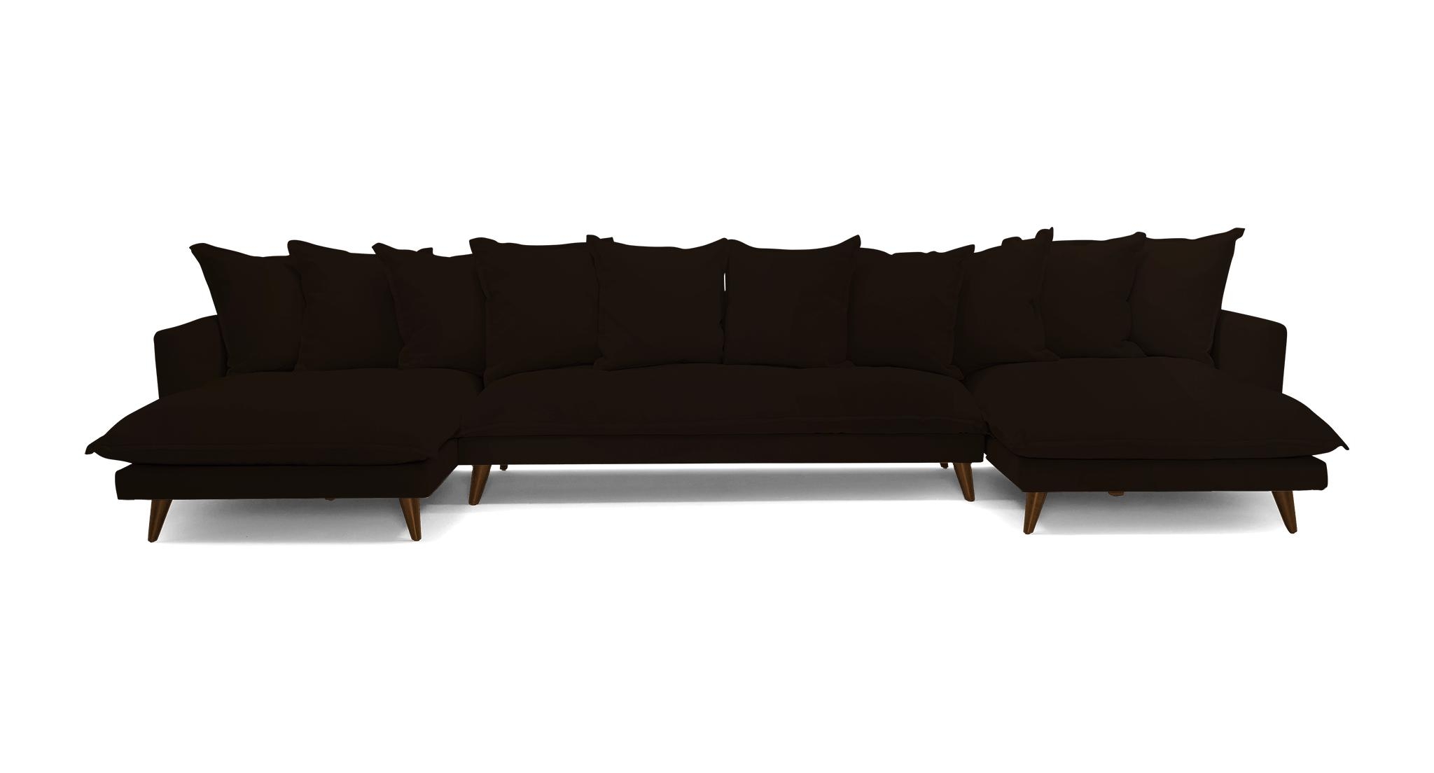 Brown Denna Mid Century Modern U-Chaise Sectional - Aerial Chocolate - Mocha - Image 0