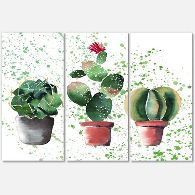 Three Cacti In Clay Pots - 3 Piece Print - Image 0