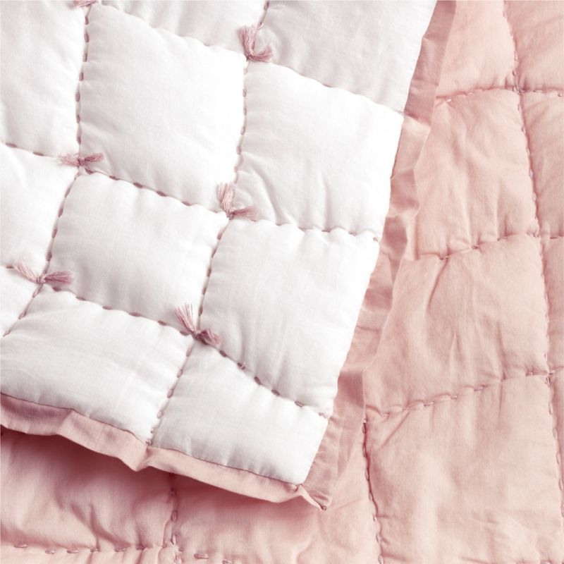 Wonky Grid Light Pink Crib Quilt - Image 2