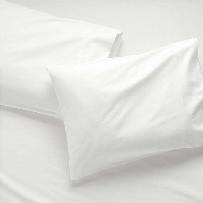 Organic Cotton Sateen 520 Thread Count White Standard Pillowcases Set of 2 - Image 0