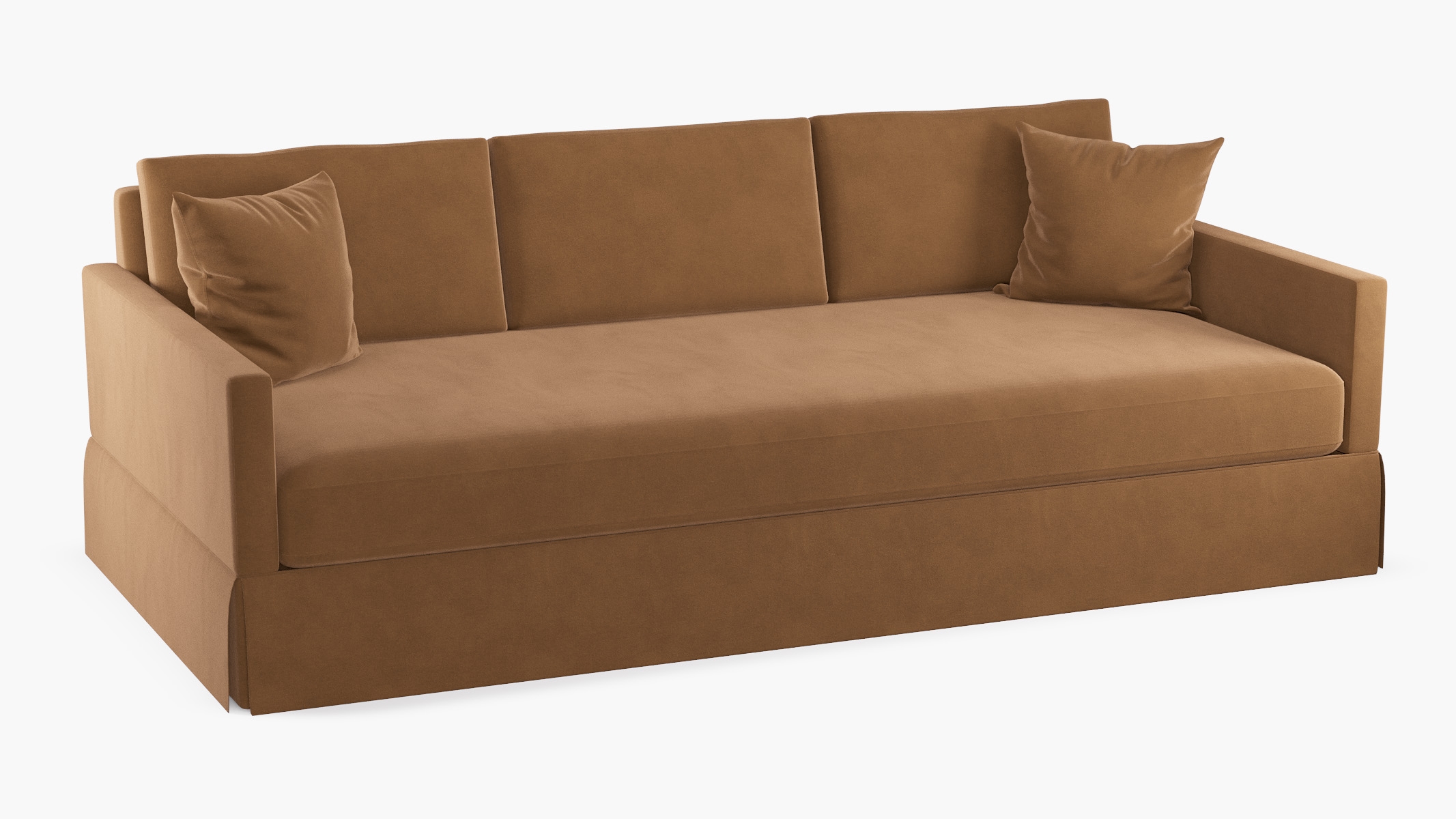 Skirted Track Arm Sofa, Nutmeg Luxe Velvet, Extra Deep (43") - Image 1