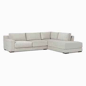 Dalton 119" Left 2-Piece Bumper Chaise Sectional, Performance Washed Canvas, Storm Gray, Almond - Image 2