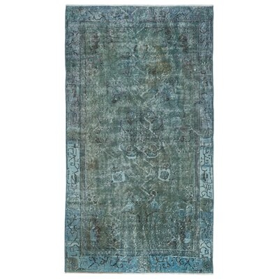 One-of-a-Kind Hand-Knotted 1960s Turquoise 3'2" x 6'11" Runner Area Rug - Image 0