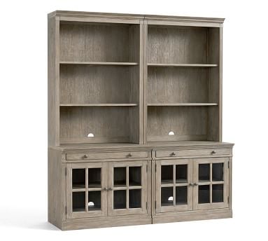 Livingston Bookcase Wall Suite with Glass Cabinets, Montauk White - Image 5
