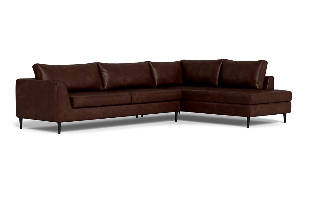 Asher Leather 3-Seat Sectional with Right Bumper - Image 1