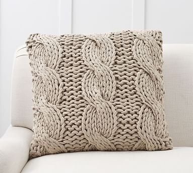 Colossal Handknit Pillow Cover, 24", Putty - Image 0