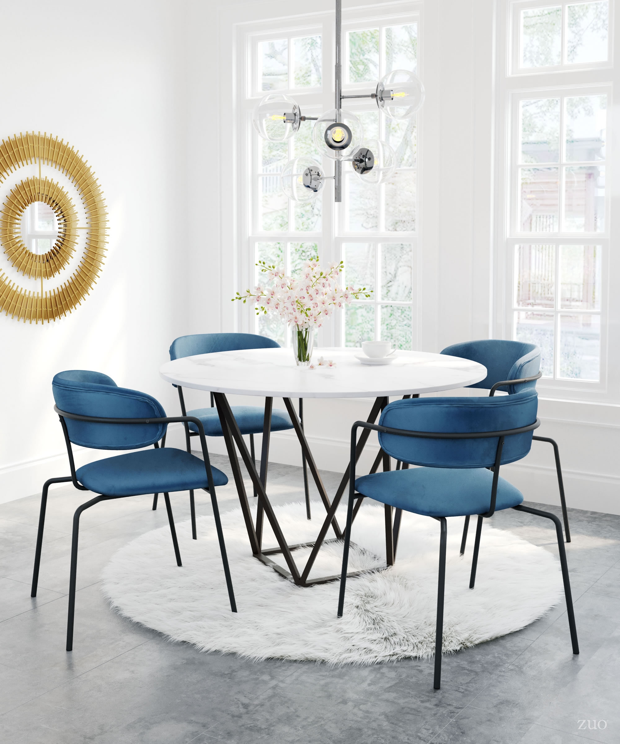 Emrys Dining Chair (Set of 2) Blue & Black - Image 6