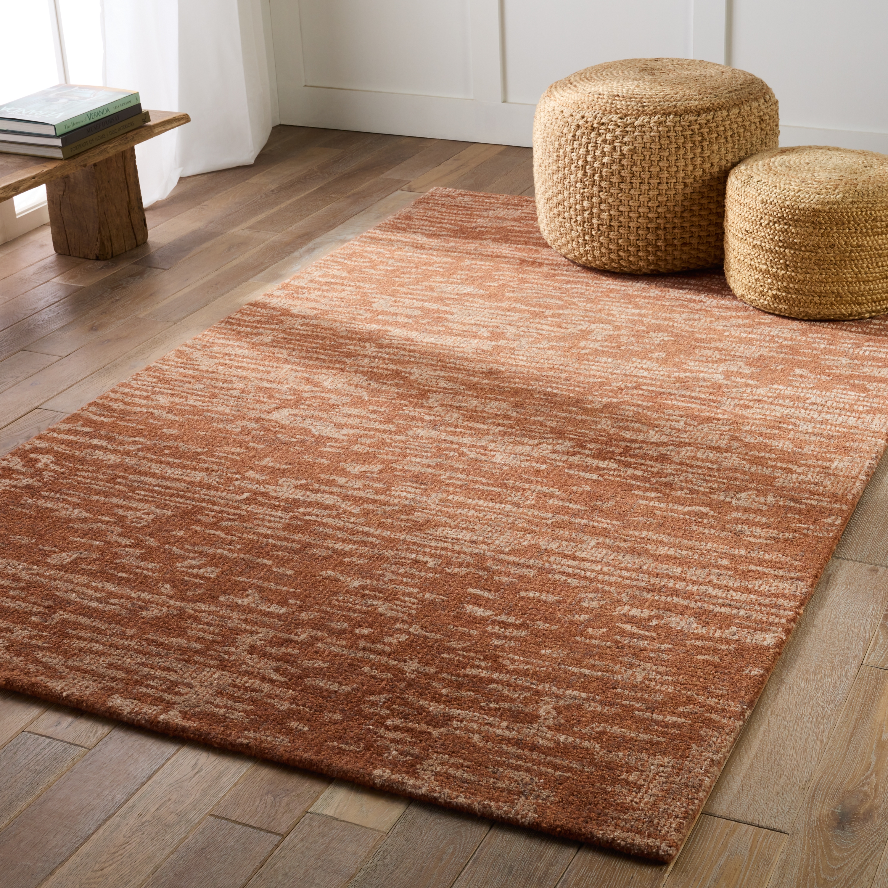 Pangia Handmade Abstract Rust/ Light Brown Area Rug (9'X12') - Image 4