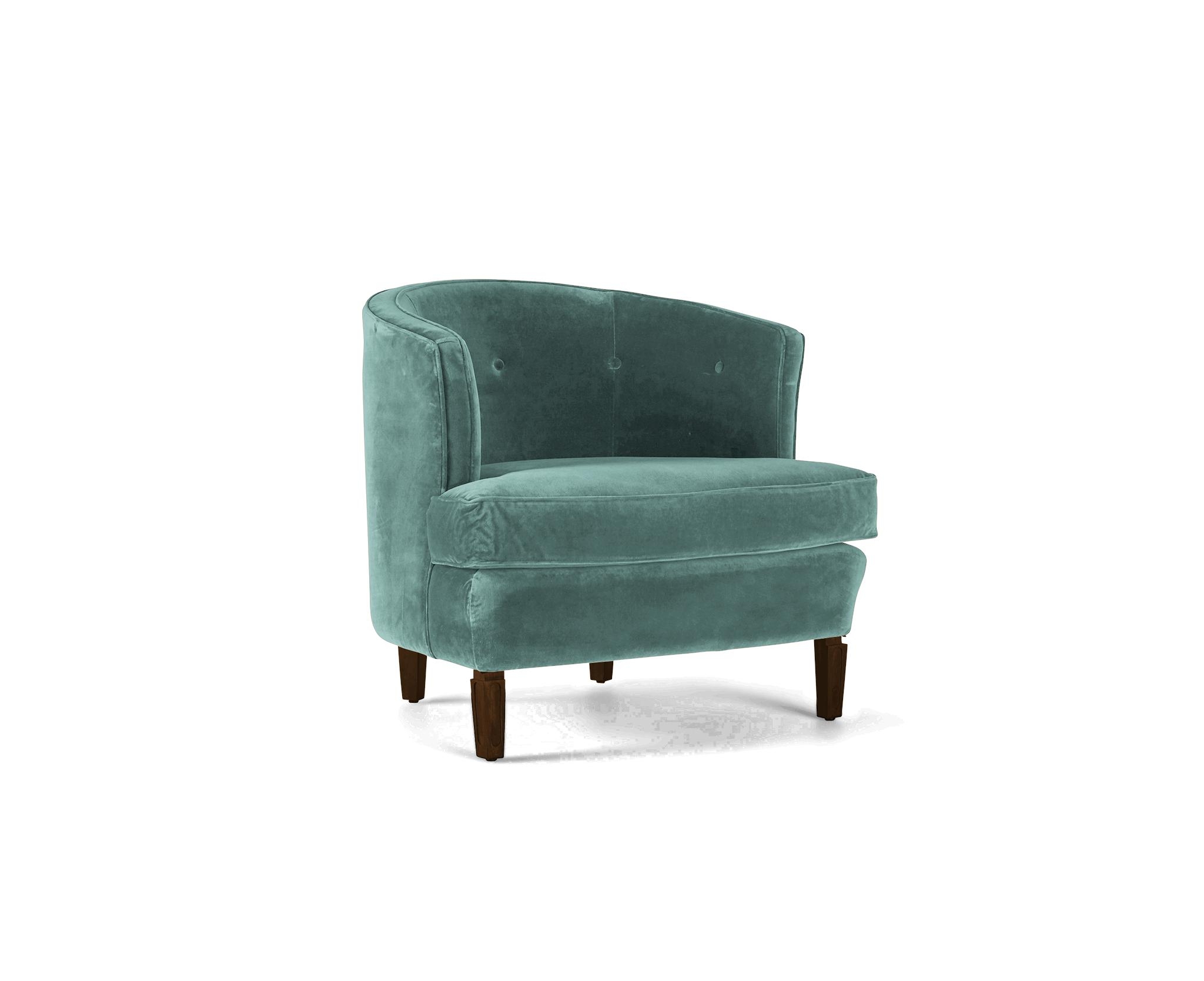 Green Leigh Mid Century Modern Chair - Essence Aqua - Mocha - Image 1