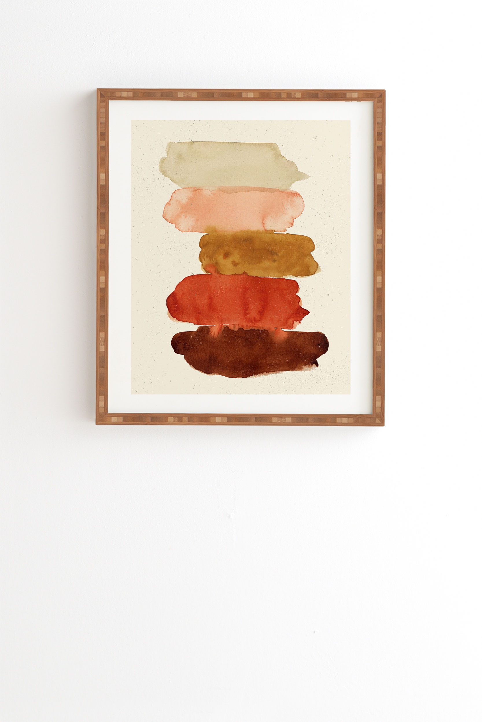 Watercolor Swatches Rust Brown by Pauline Stanley - Framed Wall Art Bamboo 11" x 13" - Image 0