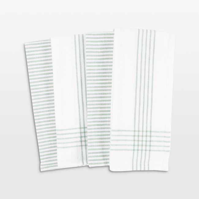 Monaco Mineral Green Cotton Slub Kitchen Towel, Set of 4 - Image 0