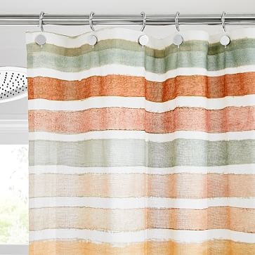 Watercolor Stripe Shower Curtain, Multi, 72"x74" - Image 2