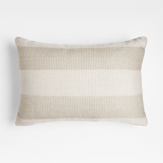 Calm Beige 24"x16" Soft Textured Stripe Indoor/Outdoor Throw Pillow - Image 0