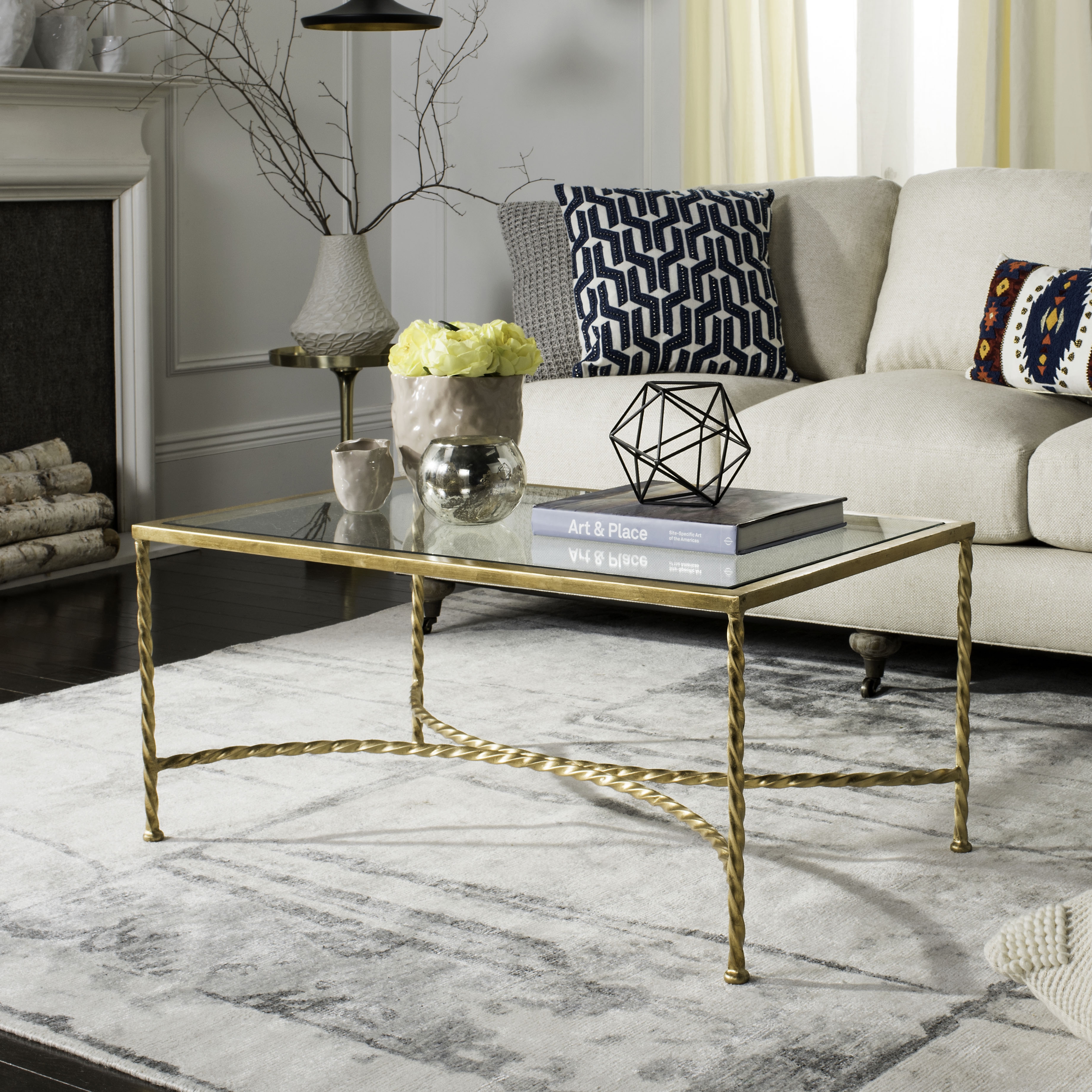Matilda Glass Coffee Table - Gold - Safavieh - Image 3