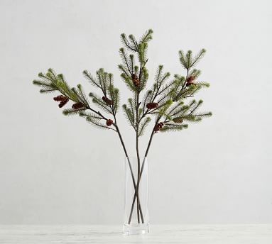 Faux Mini Pinecone Branches, Set of 3 - Green - Image 2
