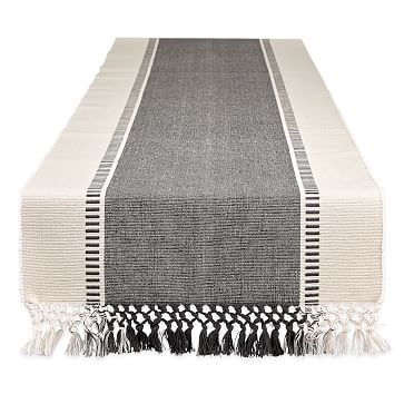 Dobby Stripe Ribbed Table Runner, French Blue, 13x72 - Image 1