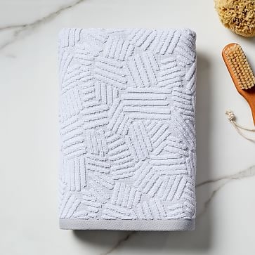 Organic Dashed Lines Sculpted Towel, Bath Towel, Frost Gray - Image 0