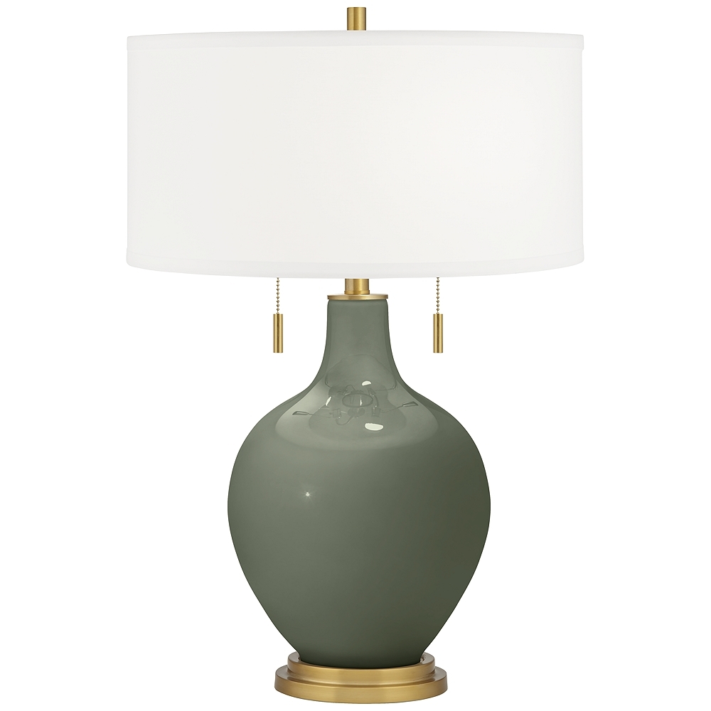 Deep Lichen Green Toby Brass Accents Table Lamp - Style # 95R90 - Image 0