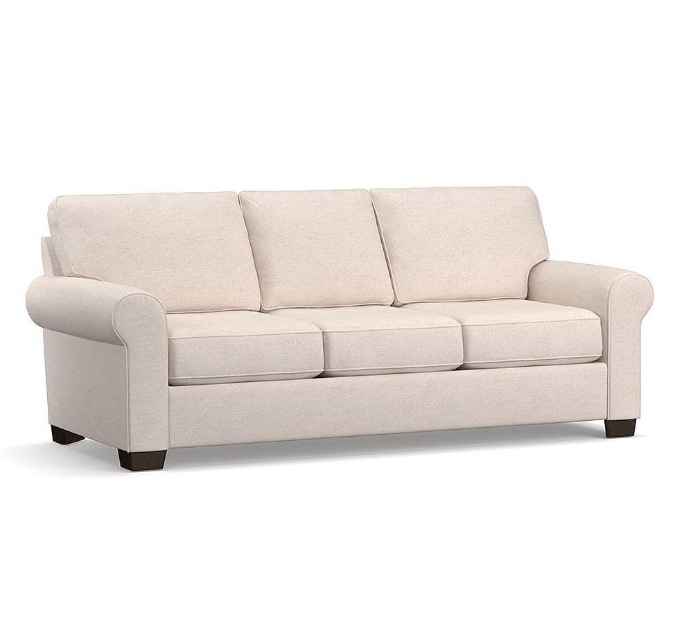Buchanan Roll Arm Upholstered Grand Sofa 93.5&amp;quot, Polyester Wrapped Cushions, Park Weave Oatmeal - Image 0