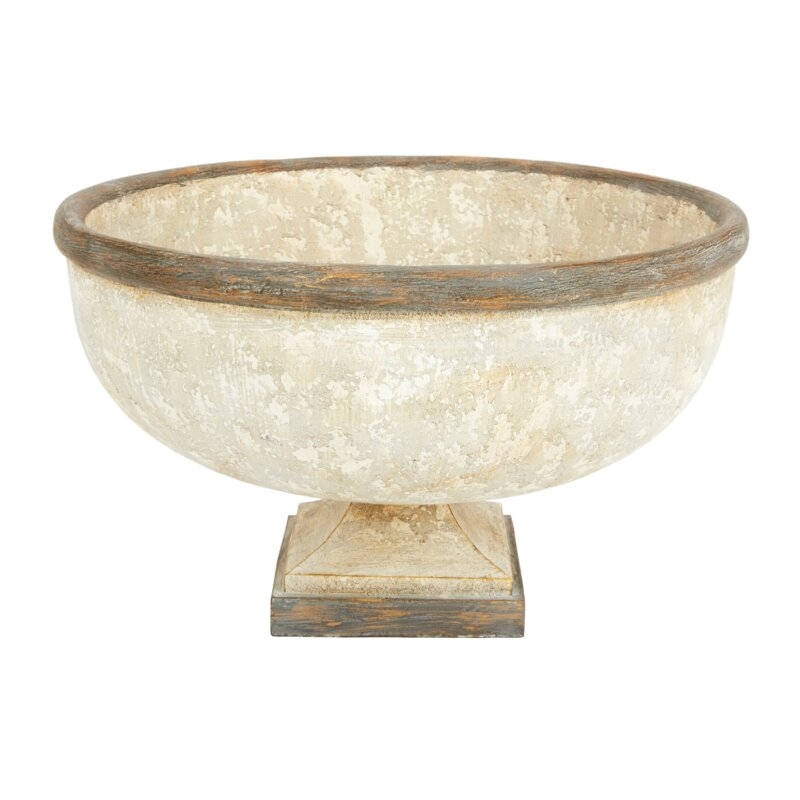Old World Design Santorini Resin Tropical Decorative Bowl in White/Antique Gold - Image 0