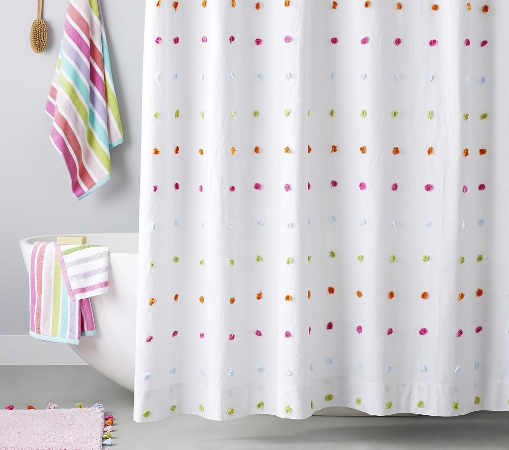 Tufted Dot Shower Curtain, Shower Curtain, Multi - Image 0