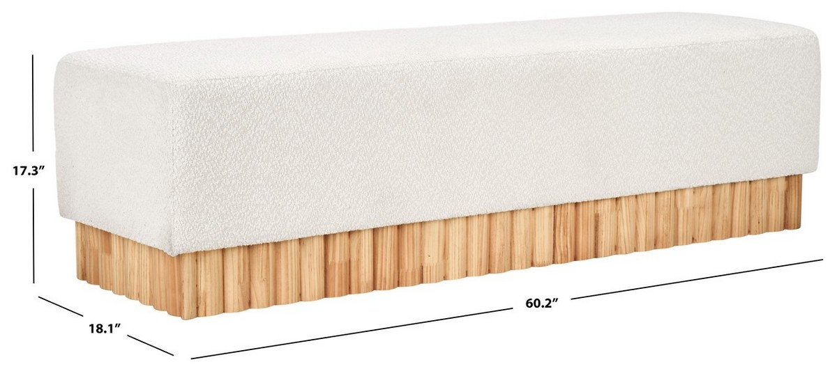 Tylie Boucle & Wood Bench - Ivory / Natural - Image 6