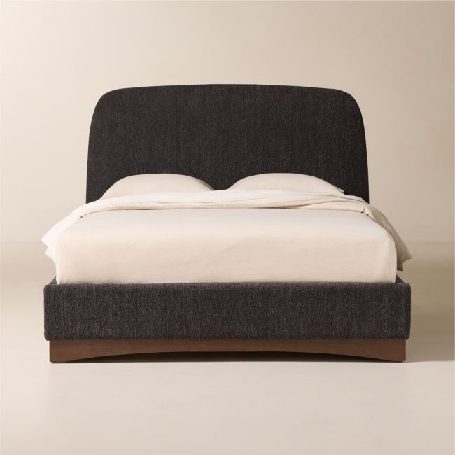Auburn Charcoal Grey Boucle Upholstered Queen Bed - Image 0