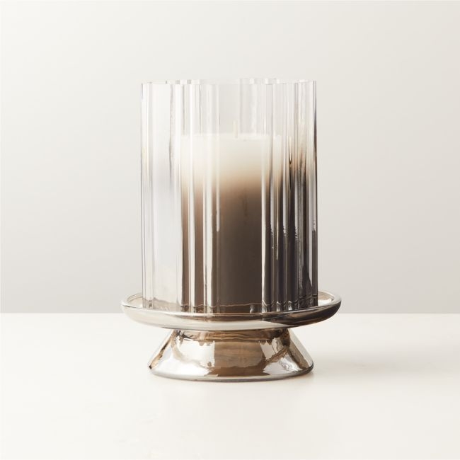 Lustro Smoked Glass Hurricane Candle Holder Small - Image 0