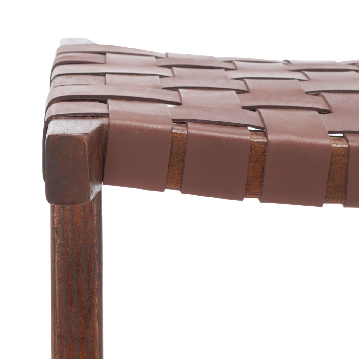 Abreu Rectangle Barstool - Cognac / Walnut - Safavieh - Image 2