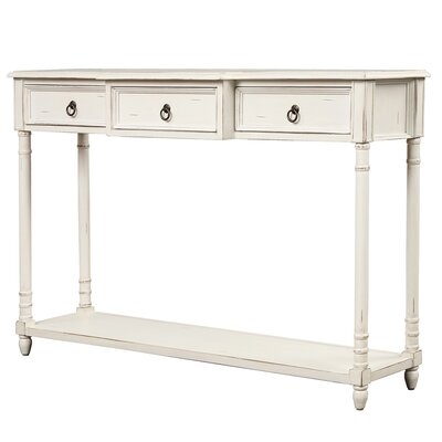 Console Table Sofa Table With Drawers Luxurious And Exquisite Design For Entryway With Projecting Drawers And Long Shelf (Antique White) - Image 0