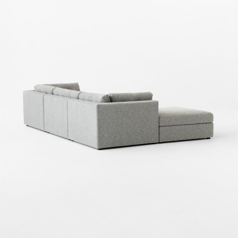Sohla 4-Piece L-Shaped Grey Boucle Sectional Sofa - Image 4