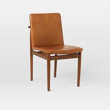Framework Leather Dining Chair, Sauvage Leather, Walnut, Charcoal - Image 1